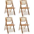 Bamboo Folding Chair Foldable Dining Chair for Outdoor & Indoor Patio Porch Wedding Party Event (4 Pack) â€¦