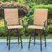 Summit Living Metal Outdoor Swivel Bar Stools Set of 2 Patio Padded Height Chairs with Sling Fabric Black&Gray