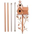 Garden Bird House with Pole Metal Bird Feeders Garden Stakes Bird Houses for Courtyard Backyard Patio Outdoor Style E