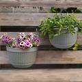 Namzi 2Pcs Resin Wall Planters Hanging Flower Plant Pots Vertical Wall Mount Planter Pot Flower Basket for Railing Fence Wall Window Balcony Gray