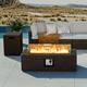 COSIEST Outdoor Propane Fire Pit Coffee Table 42-inch x 13-inch Rectangle Base Patio Heater w 50 000 BTU Stainless Steel Burner Free Lava Rocks and Rain Cover Wind Guard Tank Cover Brown