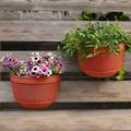 Namzi 2Pcs Resin Wall Planters Hanging Flower Plant Pots Vertical Wall Mount Planter Pot Flower Basket for Railing Fence Wall Window Balcony Brick Red