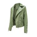 LBECLEY 8Ball Jacket Womens Women Slim Jacket Artificial Leather Coat Lapel Zipper Bandage Biker Motorcycle Short Fashion Outwear Coat Cropped Green Xxl