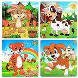 Stiwee 2024 Sale Toys Puzzle Wooden Jigsaw-Puzzles Set For Kids Age 3-5 Year Old 20 Piece Animals Colorful Wooden Puzzles For Toddler Children Learning Educational Puzzles Toys (4 Puzzles)