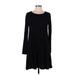 Old Navy Casual Dress - A-Line Scoop Neck Long sleeves: Black Print Dresses - Women's Size Large