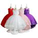 Godderr Girls Princess Dress with Train Handmade Tulle Party Dresses Embroideries Wedding Tulle Dresses Birthday Outfit for Toddler Kids