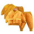 Godderr Toddler Baby 2Pcs Warm Cotton Jacket Set for Boys Girls Thickened Solid Color Cotton Coats Pants Set Newborn Outwear Loungewear Set for 6M-4Y