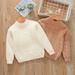 KYAIGUO Baby Kids Pullover Sweater Coat Boys Girls Fall & Winte 3-8Y Round Neck Sweater Long Sleeve Solid Color Thickened Sweater Infant Pullover Soft Sweater Toddler Outerwear