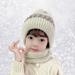 Dyfzdhu Winter Knitted Fleece Hood Scarf Coif Kid Knit Hat Warm Hats Beige