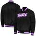 Men's Mitchell & Ness Black Toronto Raptors Hardwood Classics Throwback Wordmark Raglan Full-Snap Jacket