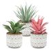 Artificial Potted Plants Outdoor Faux Simulated Green Decoration Mini Greenery Leaf for Outdoors Simulation Office 3 Pcs