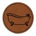 Clawfoot Bathtub for Bathing 2.5 Faux Leather Round Engraved Iron-On Patch - Brown