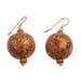 Blessed,'Wood Beaded Dangle Earrings Artisan Crafted Jewelry'