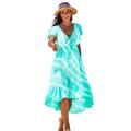 Plus Size Women's Tie-Dye V-Neck Cover Up Dress by Swimsuits For All in Miami Vice (Size 6/8)