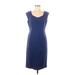 Talbots Casual Dress - Sheath Scoop Neck Sleeveless: Blue Print Dresses - Women's Size 8