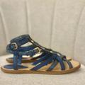 Louis Vuitton Shoes | Louis Vuitton 'Ethnic' Flat Sandals Blue Lv Python Flat Gladiator Shoes 37 Us 7 | Color: Blue | Size: 7