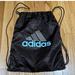 Adidas Bags | Adidas Sackpack Backpack Womens Bag Brown Aqua Cinch Drawstring Reversible | Color: Blue/Brown | Size: Os