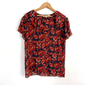 Anthropologie Tops | Anthropologie What Comes Around Goes Around Silk Top Blouse Size 6 Floral Ruffle | Color: Red | Size: 6