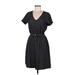 Old Navy Casual Dress V-Neck Short sleeves: Black Stripes Dresses - Women's Size Medium