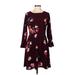 Old Navy Casual Dress - Fit & Flare: Burgundy Floral Dresses - Women's Size Medium