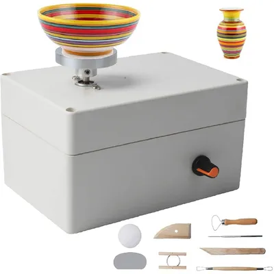 Mini Pottery Wheel Electric Ceramic Wheel Adjustable Speed Clay Machines  with Detachable Basin DIY Clay Tools Sets for Kids