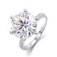 Lieson Engagement Rings for Women, 18K White Gold Ring Women Rings Promise Luxury 6 Prong 14mm Round Moissanite 9.9ct Wedding Rings White Gold Ring Size U 1/2