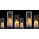 Hewory Hurricane Candle Holder: 6Pcs Glass Candle Holders for Pillar or Floating Candles, Glass Cylinder Vase for Table Centrepiece, Clear Candle Holder with Bubbles for Wedding Party Events Decor