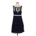 Tory Burch Casual Dress - Party Boatneck Sleeveless: Blue Print Dresses - Women's Size 4