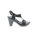 Born Handcrafted Footwear Heels: Black Print Shoes - Women's Size 7 - Open Toe