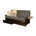 Wade Logan Flodin Full 80" Futon Frame & Mattress w/ Drawer set Wood/Solid Wood/Microfiber/Microsuede in Brown | Wayfair