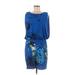 Studio 1 Cocktail Dress - Mini Scoop Neck Sleeveless: Blue Floral Dresses - Women's Size 10