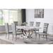 Rosdorf Park Katrell 6 - Person Dining Set Wood/Upholstered/Metal in Brown/White | 30 H x 42 W x 71 D in | Wayfair B9DBE50971D2460489E087A8C3517629