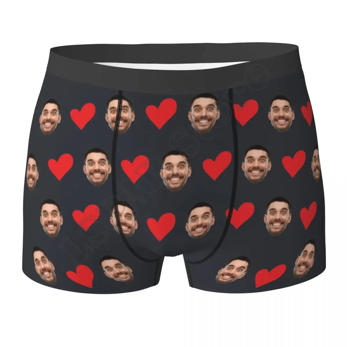 Sous-vêtements personnalisés avec photo de visage - Boxer personnalisé en forme de cœur - Slip homme personnalisé - Cadeau pour mari - Cadeau d’anniversaire pour papa