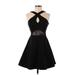 BCBGeneration Cocktail Dress - Mini Keyhole Sleeveless: Black Solid Dresses - Women's Size 4