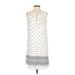 Old Navy Casual Dress - Shift Tie Neck Sleeveless: White Polka Dots Dresses - Women's Size X-Small