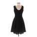 Jennifer Lopez Cocktail Dress - A-Line Scoop Neck Sleeveless: Black Print Dresses - Women's Size 8