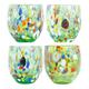 Set of Four 4 Murano Drinking Glasses Tumblers Green Multi Venice Millefiori