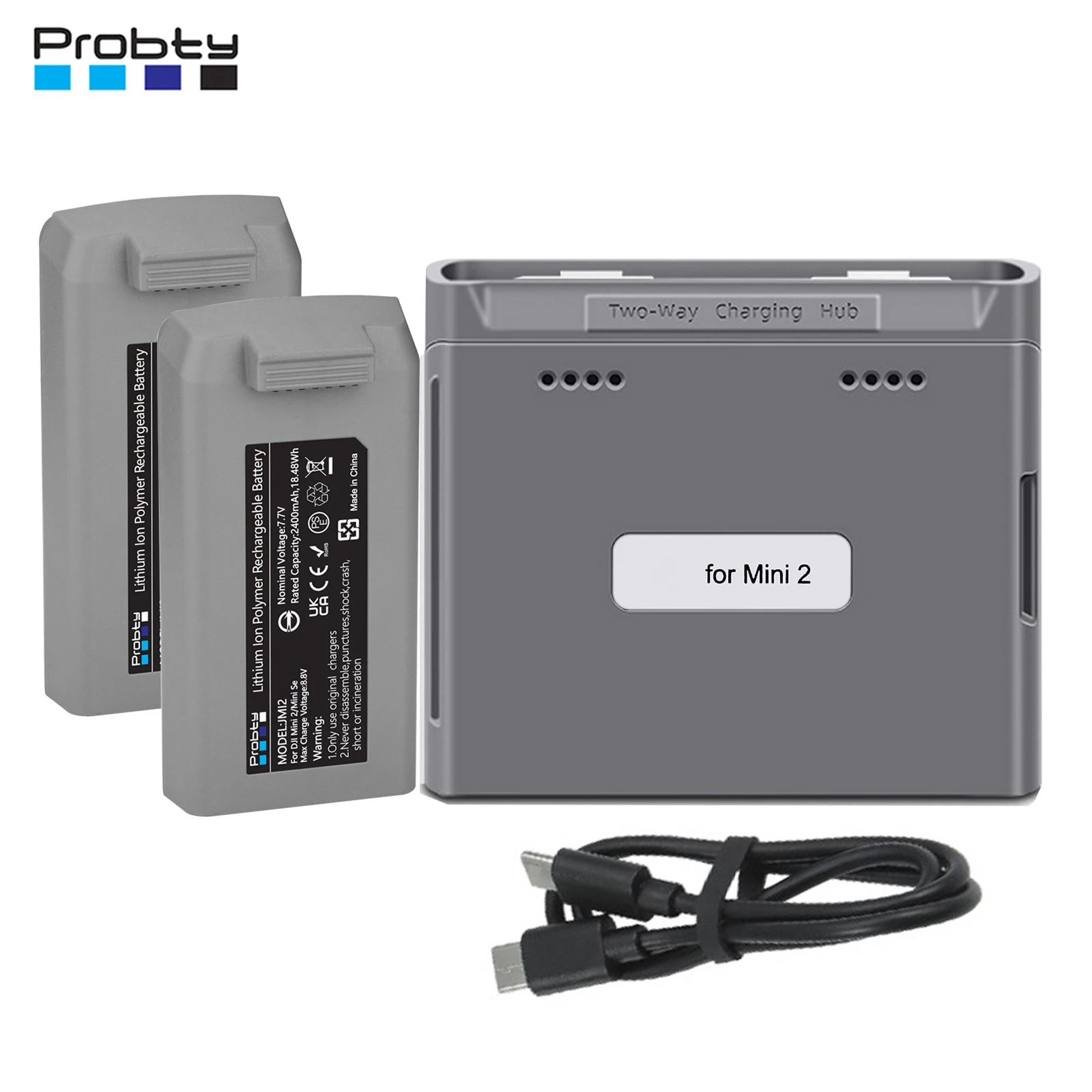 Für DJI Mini 2, Mini SE, Mini 4K, Mini 2 SE Akku + Zwei-Wege-USB-Lade-Hub für Mini 2 Intelligentes Flugakku-Zubehör Image