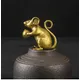 Kupfer Nette Maus Pfirsich Miniaturen Figuren Tee Haustier Tisch Ornament Handwerk Messing Tier