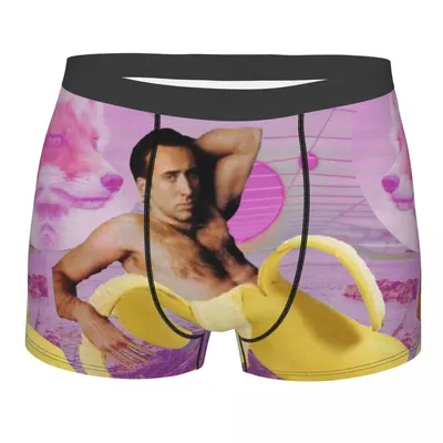 Lustige Boxer Nicholas Cage Banana Vaporwave Shorts Höschen Slips Mann Unterwäsche Sommer Lustige Meme Weiche Unterhose für Männer S-XXL Image