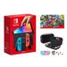 2023 Newest Nintendo Switch OLED Model Neon Red & Blue Joy-Cons Console 32GB Internal Storage Bundle with Super Mario Odyssey & 10 in 1 Accessory Case
