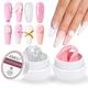 AIMEILI Solid Extension Base Nail Gel 2pcs Clear Pink Nail Extension Gel Solid Sculpture Gel Hard Gel for Nails Nail Carving Gel Rhinestones Glue Gel Gel Nail DIY