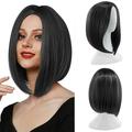 Xipoxipdo Party Wig Gradient Short Straight Hair Highlight Female Wig Cosplay Wig Realistic Straight With Flat Bangs Synthetic Colorful Cosplay Daily Party Wig Natural As Real Hair