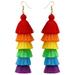 Colorful Wooden Tassel Dangle Earrings Bohemian Hand-Knit Earrings Exaggeration Weaving Ethnic Tassel Pendant Earrings Hair Styling Cream