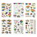 6 Pcs Face Tattoos Decal Temporary for Women Waterproof Stickers Small Rainbow Tie Dye Party Secondary Transfer Paper