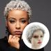 Xipoxipdo Short Hair Wigs For Black Women Short Cuts Wigs For Black Women Short Straight Black Ladies Wigs Women s Short Curly Wig Synthetic Cut Wig Heat Grey Wigs Head Circumference 22 Inch