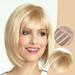 Xipoxipdo Fashionable Short Bob Wig In Golden Color With Bangs For Women Stylish Blonde Wig Set