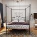 Black Metal Canopy Bed Frame with Vintage Style Headboard & Footboard