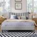 Gray Linen Platform Bed, Channel Tufted