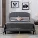 Gray Modern Linen Platform Bed, Nailhead Trim, Easy Assembly, Full Size